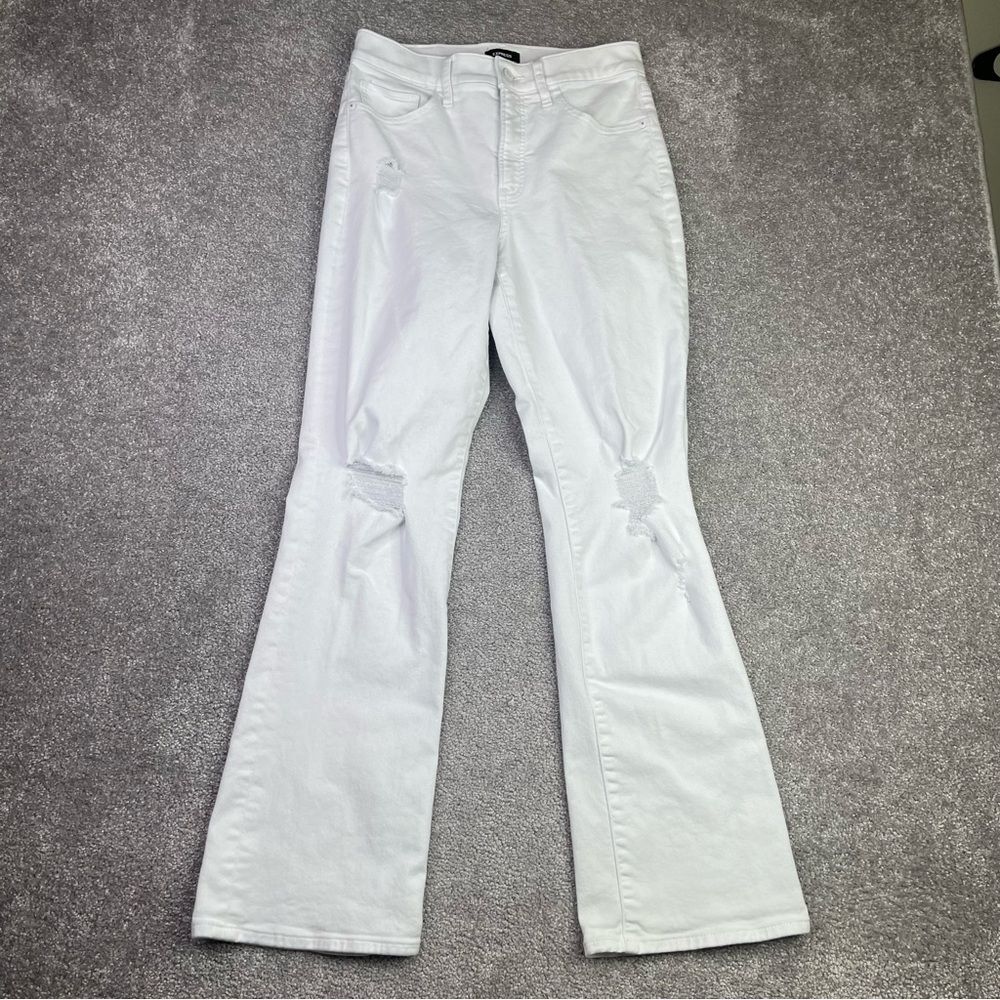 Express Jeans Women’s 4 White 90’s Bootcut High Rise Distressed Denim